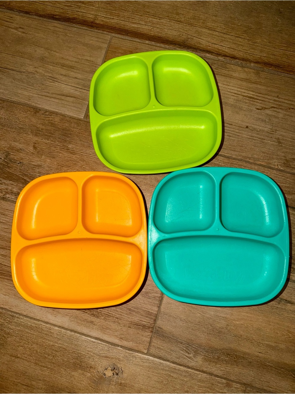 Colorful Divided Silicone Snack Plates - Lime, Teal, Orange